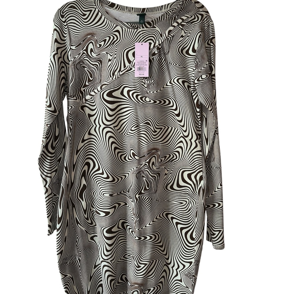 wild fable Black and White Swirl Midi Dress